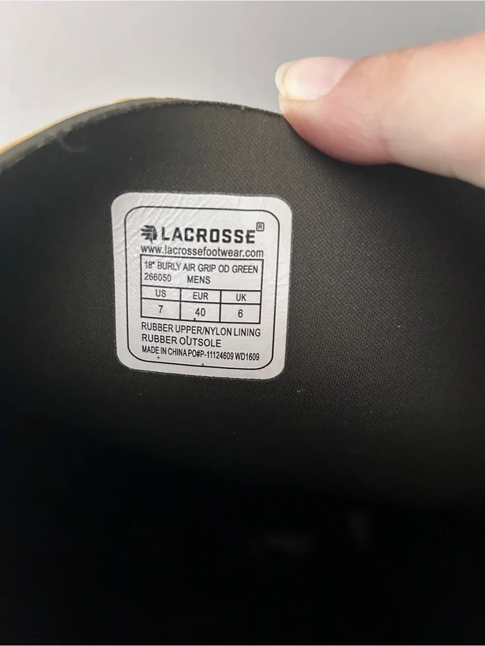 LaCrosse Black and White Interior Label Boots